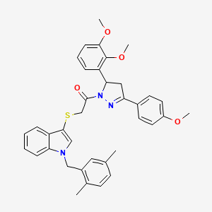 molecular formula C37H37N3O4S B2533914 1-(5-(2,3-二甲氧基苯基)-3-(4-甲氧基苯基)-4,5-二氢-1H-吡唑-1-基)-2-((1-(2,5-二甲基苄基)-1H-吲哚-3-基)硫代)乙酮 CAS No. 681279-87-8