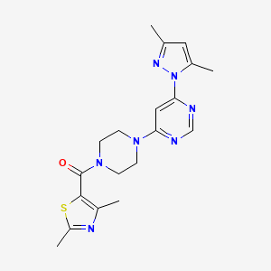 molecular formula C19H23N7OS B2533916 (4-(6-(3,5-dimethyl-1H-pyrazol-1-yl)pyrimidin-4-yl)piperazin-1-yl)(2,4-dimethylthiazol-5-yl)methanone CAS No. 1207030-95-2