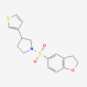 molecular formula C16H17NO3S2 B2533921 1-((2,3-Dihydrobenzofuran-5-yl)sulfonyl)-3-(thiophen-3-yl)pyrrolidine CAS No. 2319852-10-1