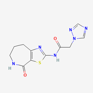 molecular formula C11H12N6O2S B2533926 N-(4-oxo-5,6,7,8-tetrahydro-4H-thiazolo[5,4-c]azepin-2-yl)-2-(1H-1,2,4-triazol-1-yl)acetamide CAS No. 1797366-60-9