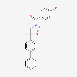 molecular formula C22H20FNO2 B2533940 N-(2-([1,1'-biphenyl]-4-yl)-2-hydroxypropyl)-4-fluorobenzamide CAS No. 1396883-73-0