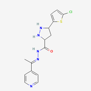 3-(5-chlorothiophen-2-yl)-N'-[(1E)-1-(pyridin-4-yl)ethylidene]-1H-pyrazole-5-carbohydrazide