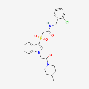N-(2-chlorobenzyl)-2-((1-(2-(4-methylpiperidin-1-yl)-2-oxoethyl)-1H-indol-3-yl)sulfonyl)acetamide