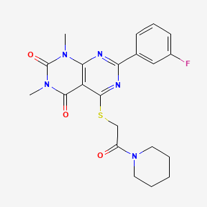 7-(3-fluorophenyl)-1,3-dimethyl-5-((2-oxo-2-(piperidin-1-yl)ethyl)thio)pyrimido[4,5-d]pyrimidine-2,4(1H,3H)-dione