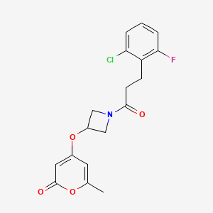 4-((1-(3-(2-chloro-6-fluorophenyl)propanoyl)azetidin-3-yl)oxy)-6-methyl-2H-pyran-2-one