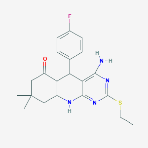 4-amino-2-(ethylsulfanyl)-5-(4-fluorophenyl)-8,8-dimethyl-5,8,9,10-tetrahydropyrimido[4,5-b]quinolin-6(7H)-one