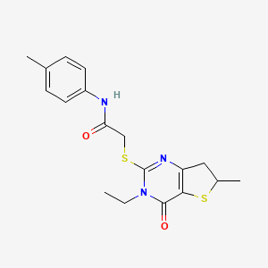 2-((3-ethyl-6-methyl-4-oxo-3,4,6,7-tetrahydrothieno[3,2-d]pyrimidin-2-yl)thio)-N-(p-tolyl)acetamide