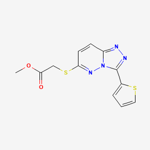 molecular formula C12H10N4O2S2 B2534039 Methyl 2-((3-(thiophen-2-yl)-[1,2,4]triazolo[4,3-b]pyridazin-6-yl)thio)acetate CAS No. 868967-03-7