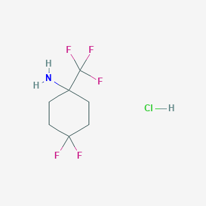 molecular formula C7H11ClF5N B2534045 4,4-Difluoro-1-(trifluoromethyl)cyclohexan-1-amine hydrochloride CAS No. 2126159-54-2