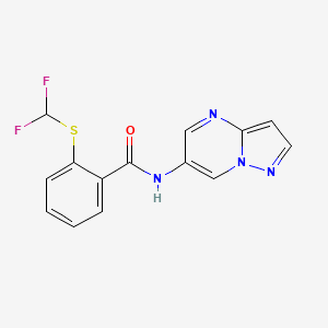 molecular formula C14H10F2N4OS B2534049 2-((difluoromethyl)thio)-N-(pyrazolo[1,5-a]pyrimidin-6-yl)benzamide CAS No. 2034621-25-3