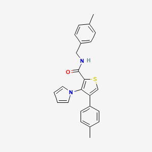 molecular formula C24H22N2OS B2534052 N-(4-methylbenzyl)-4-(4-methylphenyl)-3-(1H-pyrrol-1-yl)thiophene-2-carboxamide CAS No. 1291861-88-5