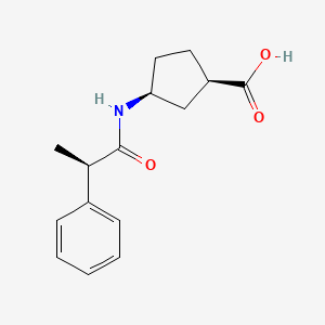 molecular formula C15H19NO3 B2534069 (1R,3S)-3-[[(2R)-2-Phenylpropanoyl]amino]cyclopentane-1-carboxylic acid CAS No. 1938289-59-8