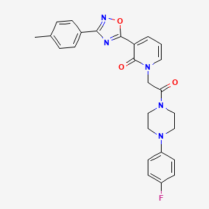 molecular formula C26H24FN5O3 B2534081 1-{2-[4-(4-fluorophenyl)piperazin-1-yl]-2-oxoethyl}-3-[3-(4-methylphenyl)-1,2,4-oxadiazol-5-yl]pyridin-2(1H)-one CAS No. 1261006-40-9