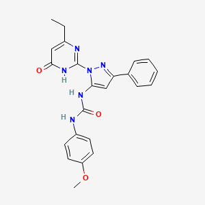 molecular formula C23H22N6O3 B2534084 1-(1-(4-ethyl-6-oxo-1,6-dihydropyrimidin-2-yl)-3-phenyl-1H-pyrazol-5-yl)-3-(4-methoxyphenyl)urea CAS No. 1171424-16-0
