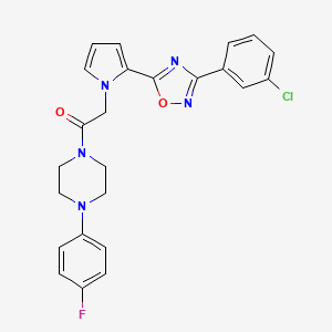 molecular formula C24H21ClFN5O2 B2534085 2-{2-[3-(3-chlorophenyl)-1,2,4-oxadiazol-5-yl]-1H-pyrrol-1-yl}-1-[4-(4-fluorophenyl)piperazin-1-yl]ethanone CAS No. 1260907-03-6