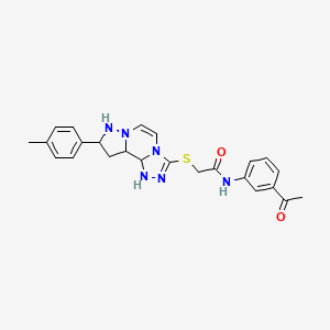 molecular formula C24H20N6O2S B2534099 N-(3-acetylphenyl)-2-{[11-(4-methylphenyl)-3,4,6,9,10-pentaazatricyclo[7.3.0.0^{2,6}]dodeca-1(12),2,4,7,10-pentaen-5-yl]sulfanyl}acetamide CAS No. 1223989-24-9