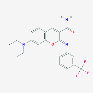 molecular formula C21H20F3N3O2 B2534125 (2Z)-7-(diethylamino)-2-{[3-(trifluoromethyl)phenyl]imino}-2H-chromene-3-carboxamide CAS No. 313668-74-5