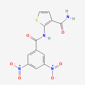 molecular formula C12H8N4O6S B2534126 2-(3,5-二硝基苯甲酰胺)噻吩-3-甲酰胺 CAS No. 896680-72-1