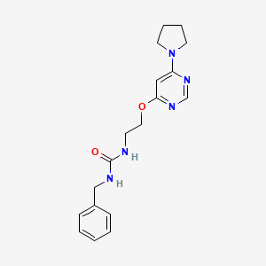 molecular formula C18H23N5O2 B2534128 1-Benzyl-3-(2-((6-(pyrrolidin-1-yl)pyrimidin-4-yl)oxy)ethyl)urea CAS No. 1203135-22-1