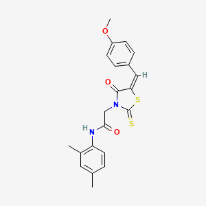 molecular formula C21H20N2O3S2 B2534136 N-(2,4-dimethylphenyl)-2-[(5E)-5-[(4-methoxyphenyl)methylidene]-4-oxo-2-sulfanylidene-1,3-thiazolidin-3-yl]acetamide CAS No. 389077-23-0