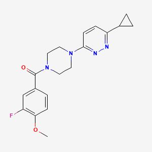 molecular formula C19H21FN4O2 B2534139 (4-(6-Cyclopropylpyridazin-3-yl)piperazin-1-yl)(3-fluoro-4-methoxyphenyl)methanone CAS No. 2034427-49-9