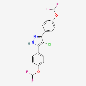 molecular formula C17H11ClF4N2O2 B2534142 4-chloro-3,5-bis[4-(difluoromethoxy)phenyl]-1H-pyrazole CAS No. 1239479-63-0