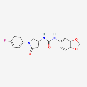 molecular formula C18H16FN3O4 B2534144 1-(Benzo[d][1,3]dioxol-5-yl)-3-(1-(4-fluorophenyl)-5-oxopyrrolidin-3-yl)urea CAS No. 894017-55-1