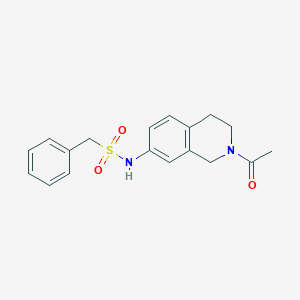 molecular formula C18H20N2O3S B2534146 N-(2-acetyl-1,2,3,4-tetrahydroisoquinolin-7-yl)-1-phenylmethanesulfonamide CAS No. 955674-09-6