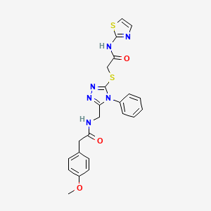 molecular formula C23H22N6O3S2 B2534148 2-(4-methoxyphenyl)-N-((5-((2-oxo-2-(thiazol-2-ylamino)ethyl)thio)-4-phenyl-4H-1,2,4-triazol-3-yl)methyl)acetamide CAS No. 392680-02-3