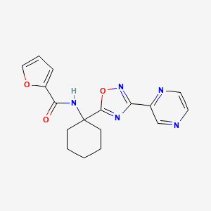 molecular formula C17H17N5O3 B2534185 N-{1-[3-(pyrazin-2-yl)-1,2,4-oxadiazol-5-yl]cyclohexyl}furan-2-carboxamide CAS No. 1396766-26-9