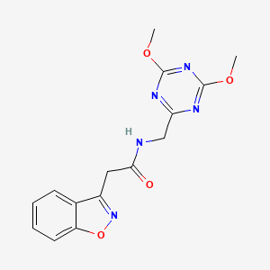 molecular formula C15H15N5O4 B2534231 2-(1,2-benzoxazol-3-yl)-N-[(4,6-dimethoxy-1,3,5-triazin-2-yl)methyl]acetamide CAS No. 2034522-29-5