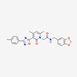 molecular formula C26H24N4O5 B2534271 N-[(2H-1,3-benzodioxol-5-yl)methyl]-2-{4,6-dimethyl-3-[3-(4-methylphenyl)-1,2,4-oxadiazol-5-yl]-2-oxo-1,2-dihydropyridin-1-yl}acetamide CAS No. 946385-41-7