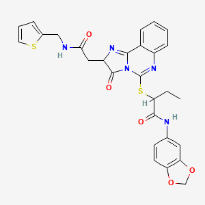 N-(2H-1,3-benzodioxol-5-yl)-2-{[3-oxo-2-({[(thiophen-2-yl)methyl]carbamoyl}methyl)-2H,3H-imidazo[1,2-c]quinazolin-5-yl]sulfanyl}butanamide