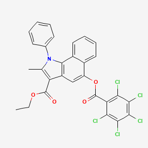 molecular formula C29H18Cl5NO4 B2534399 ethyl 2-methyl-5-((perchlorobenzoyl)oxy)-1-phenyl-1H-benzo[g]indole-3-carboxylate CAS No. 392242-65-8
