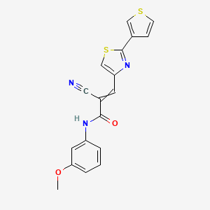 molecular formula C18H13N3O2S2 B2534403 2-cyano-N-(3-methoxyphenyl)-3-[2-(thiophen-3-yl)-1,3-thiazol-4-yl]prop-2-enamide CAS No. 1259235-09-0