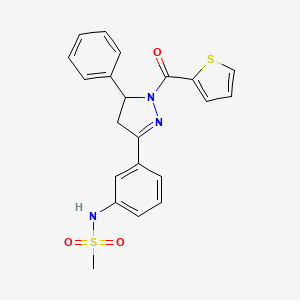 molecular formula C21H19N3O3S2 B2534519 N-(3-(5-phenyl-1-(thiophene-2-carbonyl)-4,5-dihydro-1H-pyrazol-3-yl)phenyl)methanesulfonamide CAS No. 851780-64-8