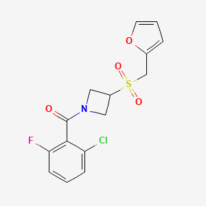 molecular formula C15H13ClFNO4S B2534520 1-(2-chloro-6-fluorobenzoyl)-3-[(furan-2-yl)methanesulfonyl]azetidine CAS No. 1797343-85-1