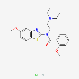 molecular formula C22H28ClN3O3S B2534534 N-(2-(diethylamino)ethyl)-2-methoxy-N-(5-methoxybenzo[d]thiazol-2-yl)benzamide hydrochloride CAS No. 1216784-14-3
