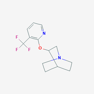 molecular formula C13H15F3N2O B2534545 3-{[3-(Trifluoromethyl)pyridin-2-yl]oxy}-1-azabicyclo[2.2.2]octane CAS No. 2199133-08-7