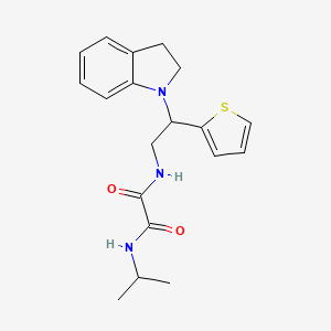 molecular formula C19H23N3O2S B2534546 N1-(2-(indolin-1-yl)-2-(thiophen-2-yl)ethyl)-N2-isopropyloxalamide CAS No. 904271-14-3