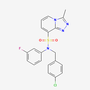 molecular formula C20H16ClFN4O2S B2534563 N-[(4-chlorophenyl)methyl]-N-(3-fluorophenyl)-3-methyl-[1,2,4]triazolo[4,3-a]pyridine-8-sulfonamide CAS No. 1251630-09-7