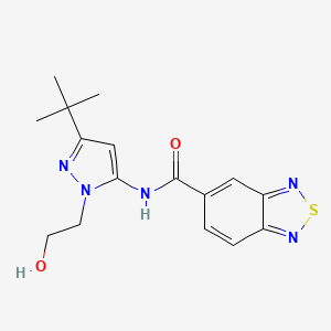 molecular formula C16H19N5O2S B2534578 N-[3-tert-butyl-1-(2-hydroxyethyl)-1H-pyrazol-5-yl]-2,1,3-benzothiadiazole-5-carboxamide CAS No. 1226446-99-6