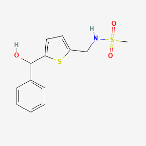 molecular formula C13H15NO3S2 B2534613 N-((5-(hydroxy(phenyl)methyl)thiophen-2-yl)methyl)methanesulfonamide CAS No. 1790198-10-5
