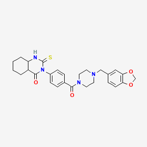 3-(4-{4-[(2H-1,3-benzodioxol-5-yl)methyl]piperazine-1-carbonyl}phenyl)-2-sulfanylidene-1,2,3,4-tetrahydroquinazolin-4-one