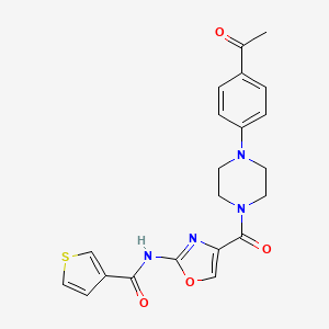 molecular formula C21H20N4O4S B2534637 N-(4-(4-(4-acetylphenyl)piperazine-1-carbonyl)oxazol-2-yl)thiophene-3-carboxamide CAS No. 1351581-84-4