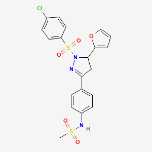 N-(4-(1-((4-chlorophenyl)sulfonyl)-5-(furan-2-yl)-4,5-dihydro-1H-pyrazol-3-yl)phenyl)methanesulfonamide