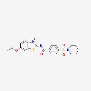 molecular formula C23H27N3O4S2 B2534643 N-[(2E)-6-ethoxy-3-methyl-2,3-dihydro-1,3-benzothiazol-2-ylidene]-4-[(4-methylpiperidin-1-yl)sulfonyl]benzamide CAS No. 683260-37-9