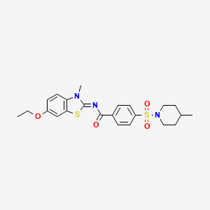 N-(6-ethoxy-3-methyl-1,3-benzothiazol-2-ylidene)-4-(4-methylpiperidin-1-yl)sulfonylbenzamide