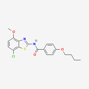 4-butoxy-N-(7-chloro-4-methoxy-1,3-benzothiazol-2-yl)benzamide