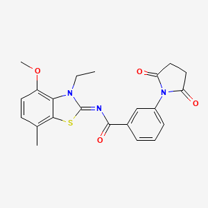 (Z)-3-(2,5-dioxopyrrolidin-1-yl)-N-(3-ethyl-4-methoxy-7-methylbenzo[d]thiazol-2(3H)-ylidene)benzamide
